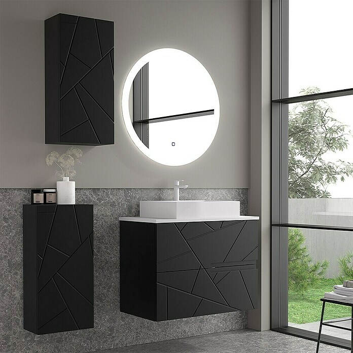 Duplach Mueble de lavabo Gurla (L x An x Al: 45 x 60 x 60 cm, Negro, Melamina) | BAUHAUS