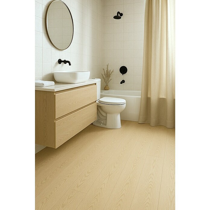 Suelo vinílico SPC Wood Light (1.220 x 180 x 4 mm, Beige, Resistente al agua) | BAUHAUS