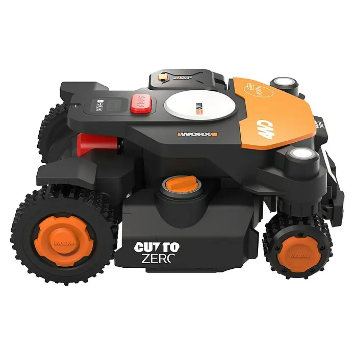 Worx PowerShare 20V Mähroboter L4000 AWD Landroid Vision AI RTK WR344E - 4.000 m², Schnittbreite: 22 cm, Satellitengestützte Navigation, RTK - Bild eines WORX Landroid Mähroboters mit Allradantrieb. Ideal für jeden Garten.