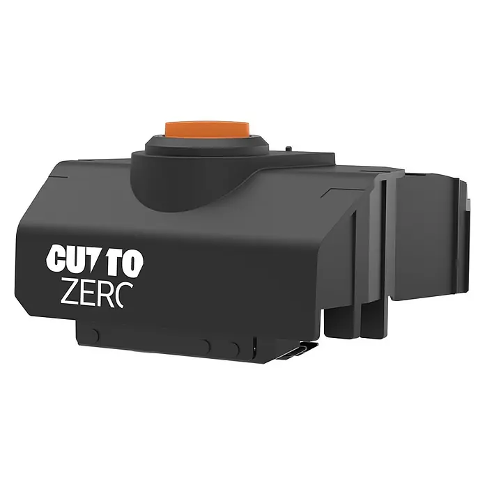 Worx Zusatzmodul für Mähroboter WA0928 - Passend für: Worx Landroid Vision Cloud AWD 4WD Mähroboter - Nahaufnahme eines schwarzen "Cut to Zero" Reflexvisiers mit orangefarbenem Knopf, ein robustes Zubehör für Schusswaffen.