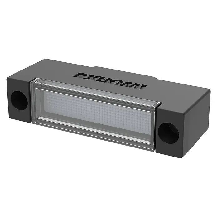 Worx Lichtmodul für Mähroboter Robot Fill Light - Passend für: Worx Landroid Vision Cloud - Das Bild zeigt eine moderne, rechteckige Arbeitsleuchte mit LED-Technologie und einem robusten, grauen Gehäuse für den professionellen Einsatz.