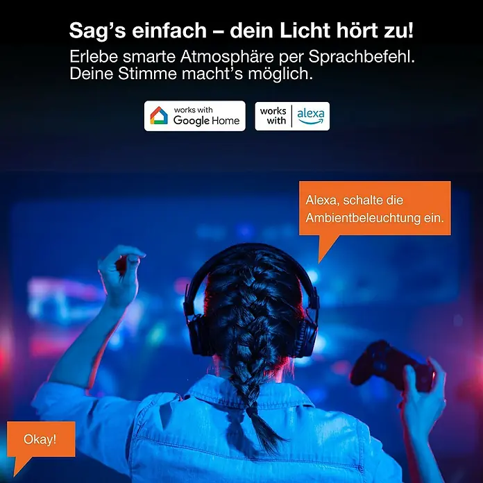 Osram Smart+ LED-Band COB - Länge: 500 cm, Lichtfarbe: RGB, 35 W, 220 V - 240 V - Intelligente Beleuchtung, gesteuert durch Sprachbefehle mit Google Home und Alexa. Einfache Bedienung für eine atmosphärische Umgebung.