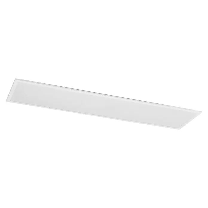 Osram Smart+ LED-Panel Planon Magic RGB + Tunable White - 36 W, L x B x H: 119,5 x 29,5 x 6 cm, Weiß, RGBW - Nahaufnahme einer schlanken LED-Deckenleuchte mit einem modernen, minimalistischen Design.