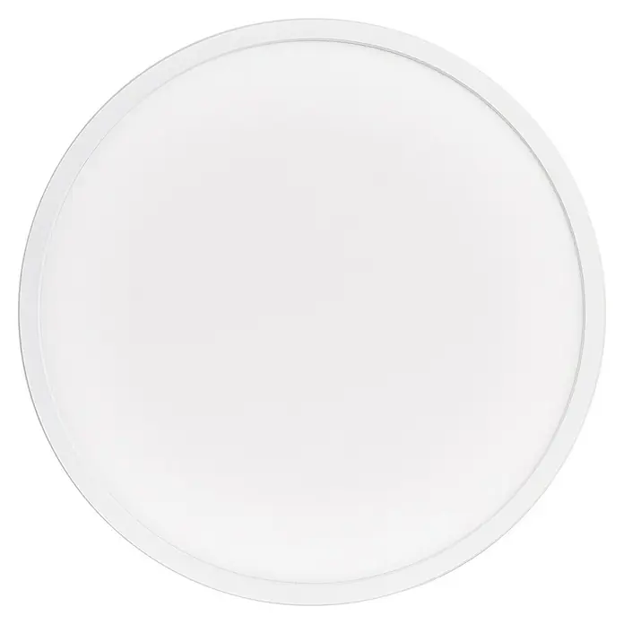 Osram Smart+ LED-Panel Ultra Slim Backlight - 40 W, Weiß, RGBW, Ø x H: 40 x 2,7 cm - Nahaufnahme einer runden, weißen Deckenleuchte mit schlichtem Design. Perfekt für moderne Innenräume.