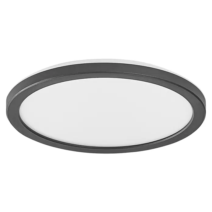 Osram Smart+ LED-Panel Ultra Slim Backlight - 19 W, Schwarz, RGBW, Ø x H: 23,5 x 2,7 cm - Eine flache, runde Deckenleuchte mit einem schwarzen Rahmen und einer diffusen, weißen Lichtfläche, ideal für moderne Innenräume.