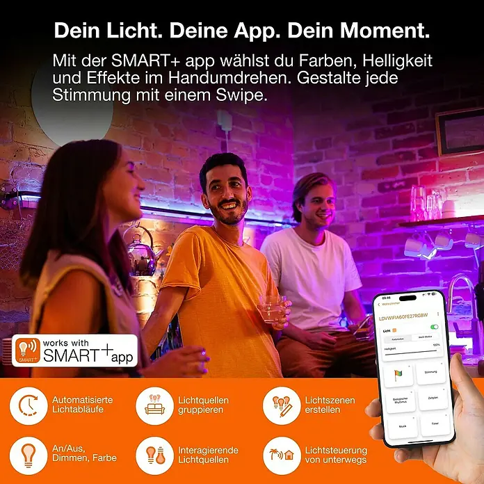 Osram Smart+ LED-Band COB - Länge: 500 cm, Lichtfarbe: Tageslichtweiß, 18 W, 1.700 lm, 220 V - 240 V - Intelligente Lichtsteuerung mit der SMART+ App. Wählen Sie Farben, Helligkeit und Effekte für jede Stimmung mit einem Swipe.