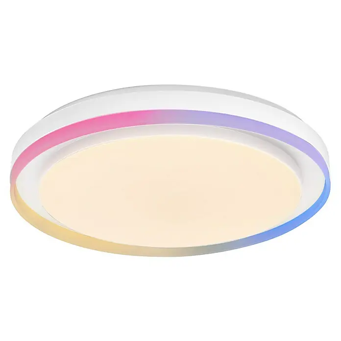 Osram Smart+ LED-Deckenleuchte rund Orbis Zest - Ø x H: 49 x 10 cm, Weiß, RGBW - Moderne LED-Deckenleuchte mit Farbwechsel. Die runde Leuchte sorgt für stimmungsvolle Beleuchtung in jedem Raum und ist ein echter Hingucker.