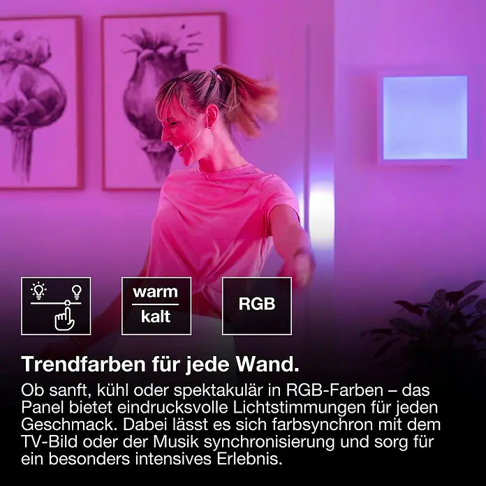 Osram Smart+ LED-Panel Planon Magic RGB + Tunable White - 14 W, L x B x H: 29,5 x 29,5 x 6 cm, Weiß, RGBW - Moderne RGB-Wandleuchte mit einstellbaren Farbtemperaturen für jede Stimmung, von warm bis kalt. Passen Sie die Beleuchtung Ihrem Geschmack an.