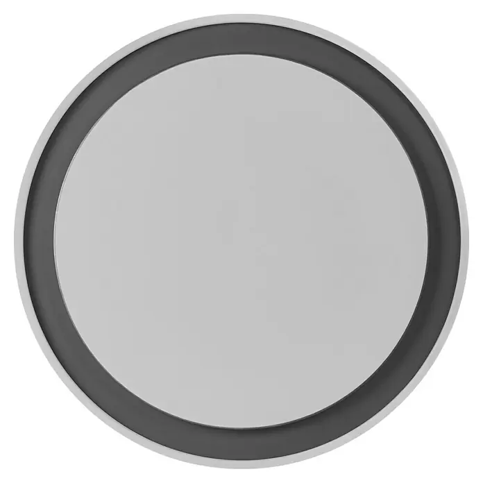 Osram Smart+ LED-Deckenleuchte rund Orbis Zest - Ø x H: 49 x 10 cm, Schwarz, RGBW - Eine runde Servierplatte mit einem grauen Rand und einer hellgrauen Mitte, ideal für das Servieren von Speisen und Getränken.