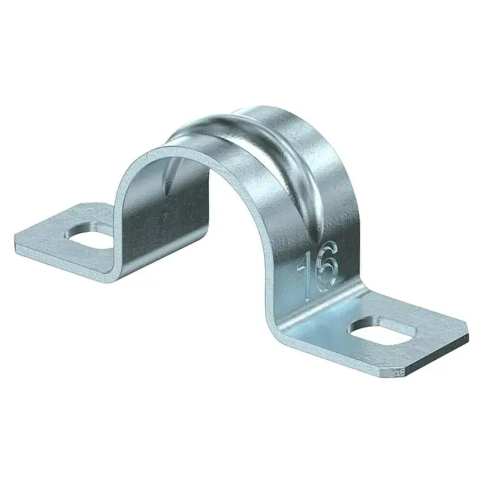 OBO Rohrschelle - EN 16, Silber, Stahl, 100 Stk. - Metallbügelschelle zur Befestigung von Rohren oder Kabeln. Galvanisiertes Stahlprodukt für Installationen mit einer Größe von 16.