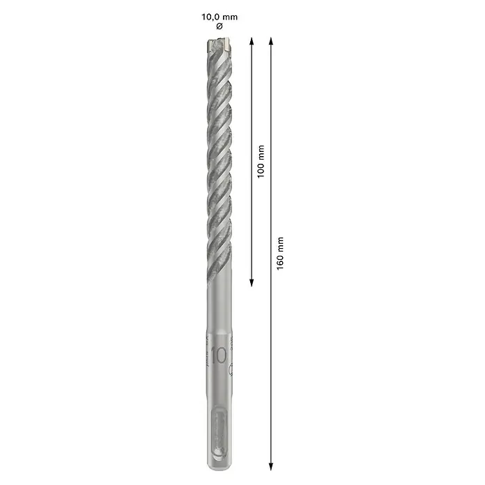 Bosch Beton- & Steinbohrer PRO SDS plus-5X - 1 Stk., Durchmesser Bohrer: 10 mm, Arbeitslänge: 100 mm - Aufnahme eines SDS-Plus-Bohrers mit einer spiralförmigen Schneide und einer Markierung von "plus cx 10 205".