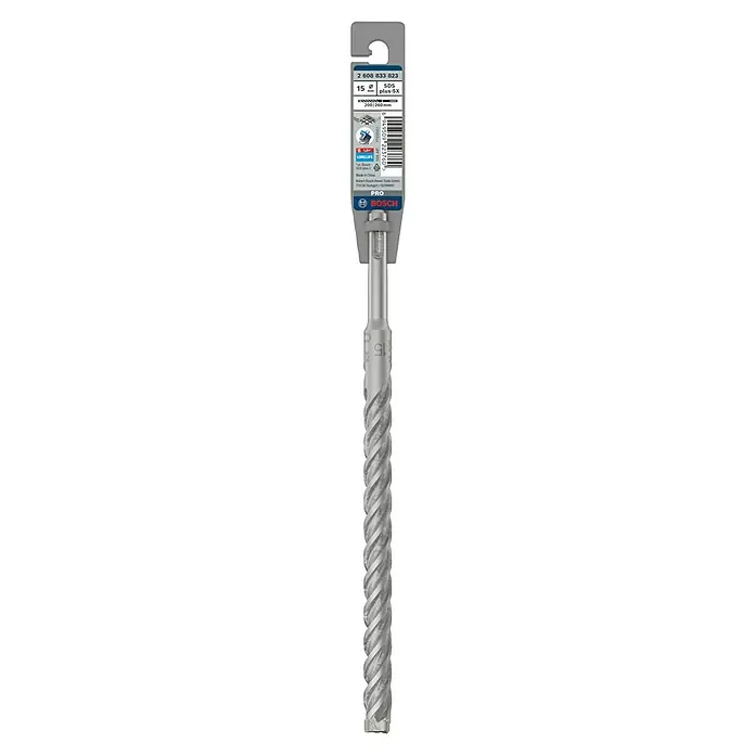 Bosch Beton- & Steinbohrer PRO SDS plus-5X - 1 Stk., Durchmesser Bohrer: 15 mm, Arbeitslänge: 200 mm - Bosch SDS plus-5X Hammerbohrer, 15 mm Durchmesser, für schnelles Bohren in Beton und Mauerwerk. Ein zuverlässiges Werkzeug für Profis.
