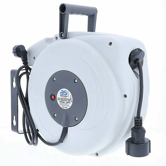as-schwabe Kabeltrommel H05VV-F 3G1,5 - Kunststoff, 15 m, H05VV-F, IP20