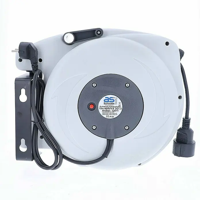 as-schwabe Kabeltrommel H05VV-F 3G1,5 - Kunststoff, 15 m, H05VV-F, IP20