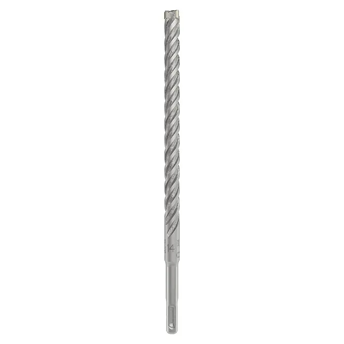 Bosch Beton- & Steinbohrer PRO SDS plus-5X - 1 Stk., Durchmesser Bohrer: 14 mm, Arbeitslänge: 200 mm - Das Bild zeigt einen Spiralbohrer mit einer deutlichen Kennzeichnung "14" und einer spiralförmigen Schneide für präzise Bohrungen.