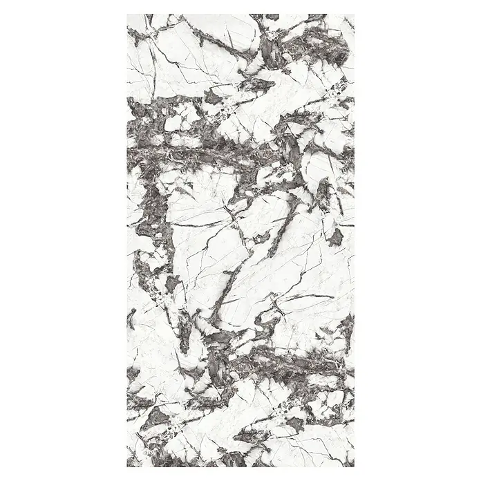 Wetwall Wandpaneel Alloy - 90 x 244 cm, Calacatta Fantasia - Bild eines Marmorprodukts mit grauen Adern auf weißem Grund, ideal für elegante Innenräume, die Luxus und natürliche Schönheit verbinden.