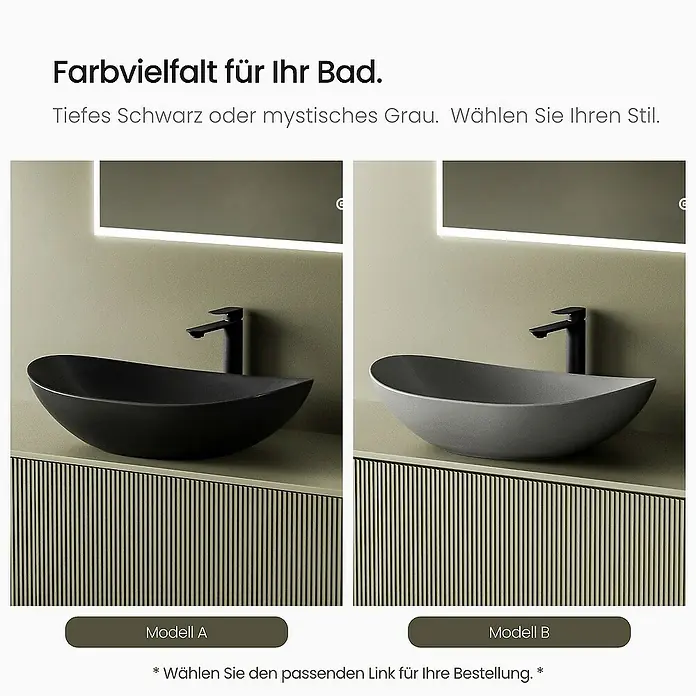 Emke Aufsatzwaschbecken Novix B - 36 x 61,5 cm, Hahnloch: Ohne, Ohne Überlauf, Grau
