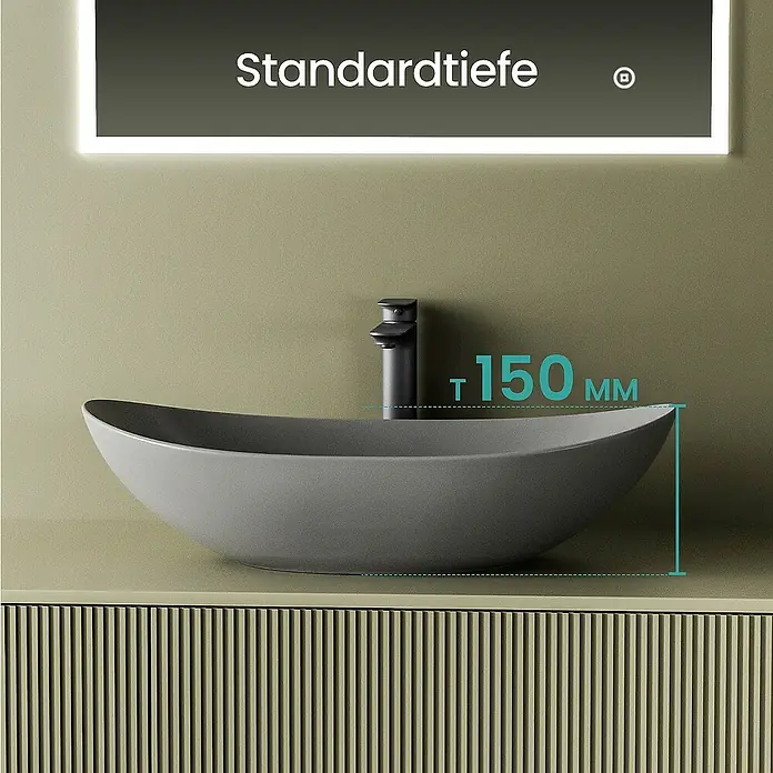 Emke Aufsatzwaschbecken Novix B - 36 x 61,5 cm, Hahnloch: Ohne, Ohne Überlauf, Grau