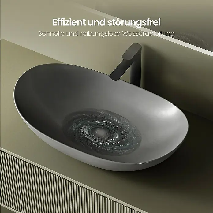 Emke Aufsatzwaschbecken Novix B - 36 x 61,5 cm, Hahnloch: Ohne, Ohne Überlauf, Grau