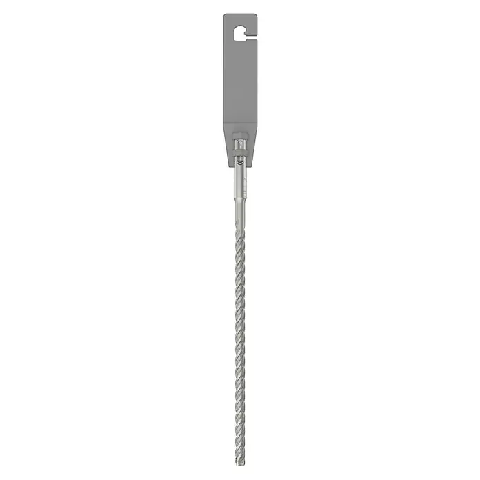 Bosch Beton- & Steinbohrer PRO SDS plus-5X - 1 Stk., Durchmesser Bohrer: 8 mm, Arbeitslänge: 200 mm - Nahaufnahme eines grauen Metallankers mit Gewinde und quadratischer Platte zur Befestigung, ideal für Bau und Befestigungen.