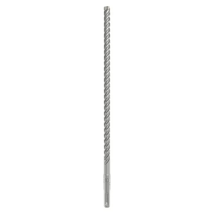 Bosch Beton- & Steinbohrer PRO SDS plus-5X - 1 Stk., Durchmesser Bohrer: 10 mm, Arbeitslänge: 250 mm - Nahaufnahme eines Gewindebohrers mit Wendelnut, der für präzise Metallbearbeitung entwickelt wurde und hohe Leistung bietet.