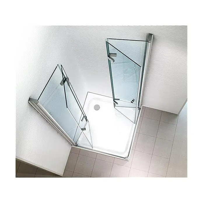 Glaszentrum Hagen Eckdusche 80x80x180 cm Hera Eck Duschkabine - 80 x 80 x 195 cm, Eloxiert, Transparent
