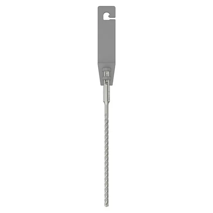 Bosch Beton- & Steinbohrer PRO SDS plus-5X - 1 Stk., Durchmesser Bohrer: 6 mm, Arbeitslänge: 150 mm - Abbildung eines  silbernen Bohrer-Bits mit spiralförmigen Rillen und rechteckigem Aufsatz.