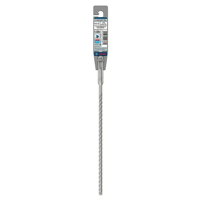 Bosch Beton- & Steinbohrer PRO SDS plus-5X - 1 Stk., Durchmesser Bohrer: 6,5 mm, Arbeitslänge: 200 mm - Ein langer Bosch SDS plus-5X Hammerbohrer, ideal für effizientes Bohren in Beton und Mauerwerk.