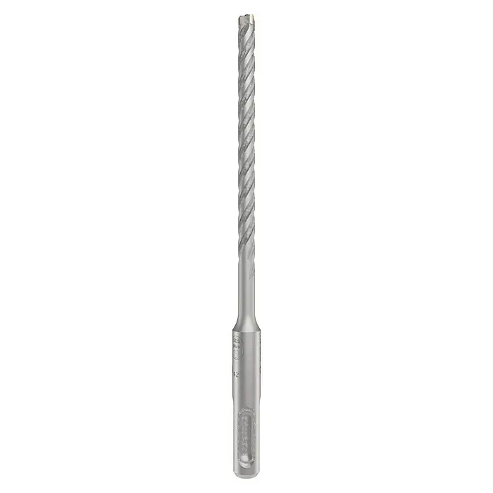 Bosch Beton- & Steinbohrer PRO SDS plus-5X - 1 Stk., Durchmesser Bohrer: 6 mm, Arbeitslänge: 100 mm - Nahaufnahme eines SDS Plus Bohrers mit spiralförmigen Nuten, ideal für Beton- und Mauerwerk. Präzise und robust für professionelle Anwendungen.