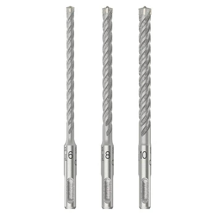 Bosch Set de brocas SDS-Plus 5X - 3 pzs. - Juego de tres brocas SDS Plus, perfecto para taladrar agujeros en hormigón y piedra con diámetros de 6, 8 y 10 mm.
