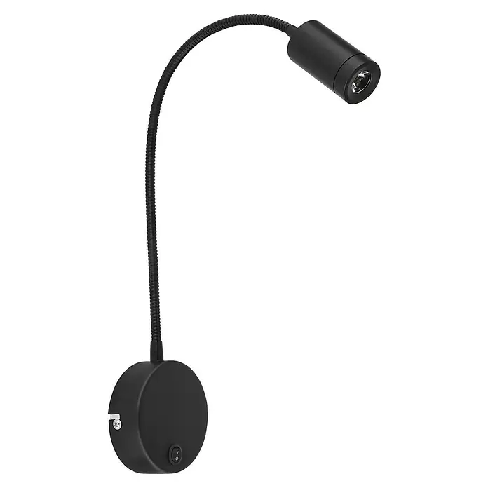 Globo LED-Wandleuchte Milly - 3 W, Schwarz, Warmweiß, B x H: 9 x 50 cm - Schwarze Wandleuchte mit flexiblem Hals und fokussiertem Licht. Ideal als Leselampe oder für gezielte Beleuchtung im Raum.