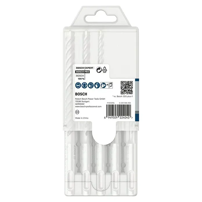 Bosch Set de brocas 5X - 5 pzs. - Imagen de un paquete de brocas Bosch Expert, presentadas en un paquete de plástico transparente.