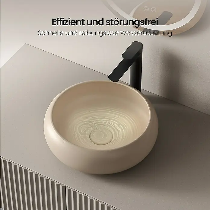 Emke Aufsatzwaschbecken CB11 - 36 x 36 cm, Hahnloch: Ohne, Ohne Überlauf, Beige