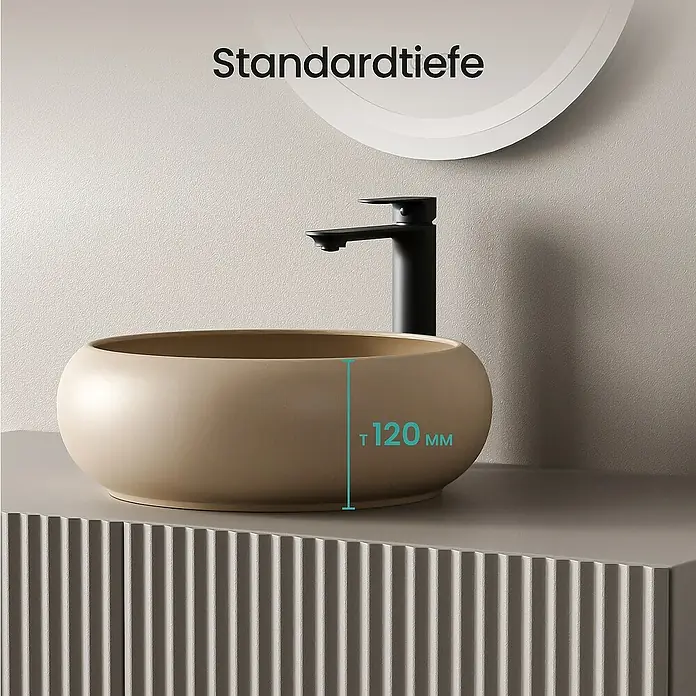 Emke Aufsatzwaschbecken CB11 - 36 x 36 cm, Hahnloch: Ohne, Ohne Überlauf, Beige