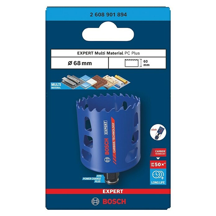 Bosch Expert Kronska žaga Multi Material Power Change Plus  (Premer: 68 mm) | 2540 - Vorsatz-/Zusatzgeräte f Bohrmasch | BCDA - Zubeh Bohrm/Bohrhämmer/Akkumasch | BCD - Maschinenzubehör | BC - Maschinenzubehör | B - Werkz/Masch/Maschzubeh/Auto | BAUHAUS