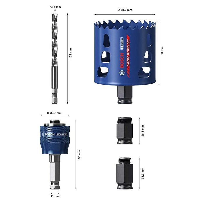 Bosch Expert Kronska žaga Multi Material PC Plus  (Premer: 68 mm) | 2540 - Vorsatz-/Zusatzgeräte f Bohrmasch | BCDA - Zubeh Bohrm/Bohrhämmer/Akkumasch | BCD - Maschinenzubehör | BC - Maschinenzubehör | B - Werkz/Masch/Maschzubeh/Auto | BAUHAUS