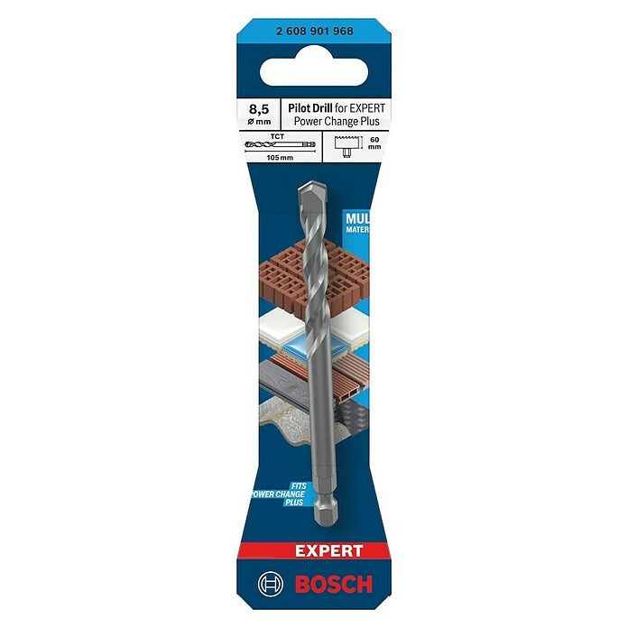 Bosch Expert Centrirni sveder Power Change Plus TCT  (Premer: 8,5 mm, Dolžina: 105 mm) | 2540 - Vorsatz-/Zusatzgeräte f Bohrmasch | BCDA - Zubeh Bohrm/Bohrhämmer/Akkumasch | BCD - Maschinenzubehör | BC - Maschinenzubehör | B - Werkz/Masch/Maschzubeh/Auto | BAUHAUS