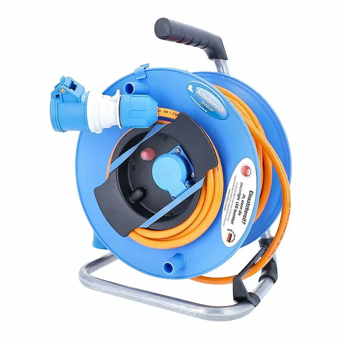 as - Schwabe CEE Camping-Kabeltrommel Spannungsanzeige 25 m H07BQ-F 3G2,5 IP44 - 