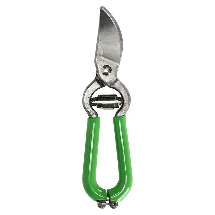 Gartenschere - Bypass - Gartenschere mit grünen Griffen. Präzise Klingen und ergonomische Griffe erleichtern das Schneiden von Blumen und Sträuchern im Garten.