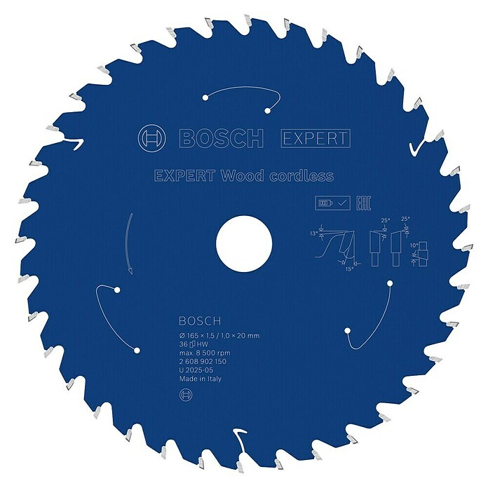 Bosch Expert List krožne žage Wood Cordless  (165 mm, Izvrtina: 20 mm, Število zobcev: 36 kos) | Listi za krožne žage | Listi za žage | Vodila in pribor za žage | Dodatna oprema za stroje | Orodja in stroji | Izdelki | BAUHAUS