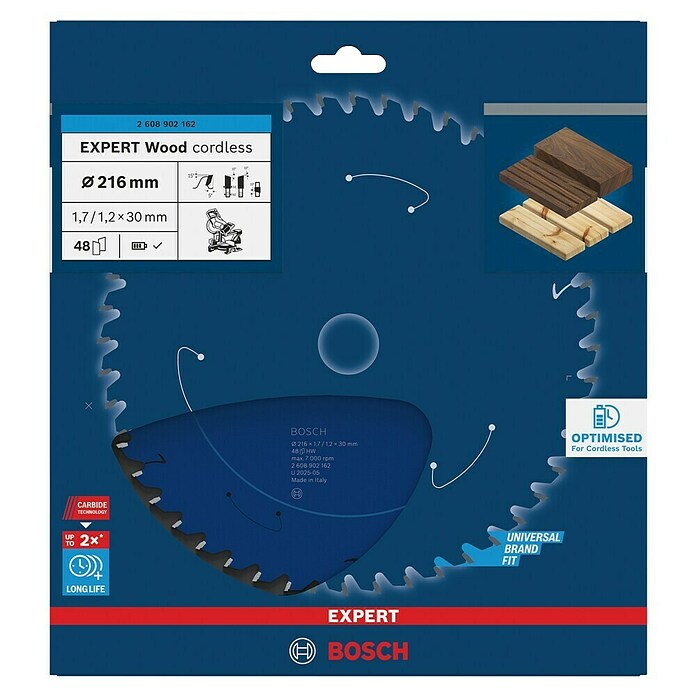 Bosch Expert List krožne žage Wood Cordless  (216 mm, Izvrtina: 30 mm, Število zobcev: 48 kos) | Listi za krožne žage | Listi za žage | Vodila in pribor za žage | Dodatna oprema za stroje | Orodja in stroji | Izdelki | BAUHAUS