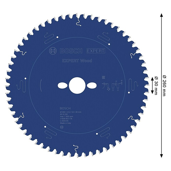 Bosch Expert List krožne žage Wood  (260 mm, Izvrtina: 30 mm, Število zobcev: 60 kos) | Listi za krožne žage | Listi za žage | Vodila in pribor za žage | Dodatna oprema za stroje | Orodja in stroji | Izdelki | BAUHAUS
