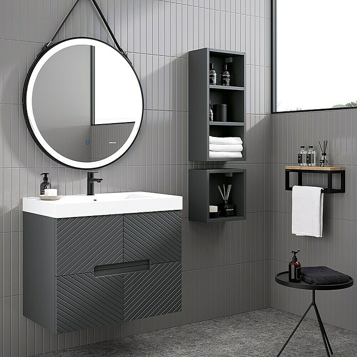 Duplach Mueble de lavabo Kamet (L x An x Al: 45 x 60 x 60 cm, Antracita, Melamina) | BAUHAUS