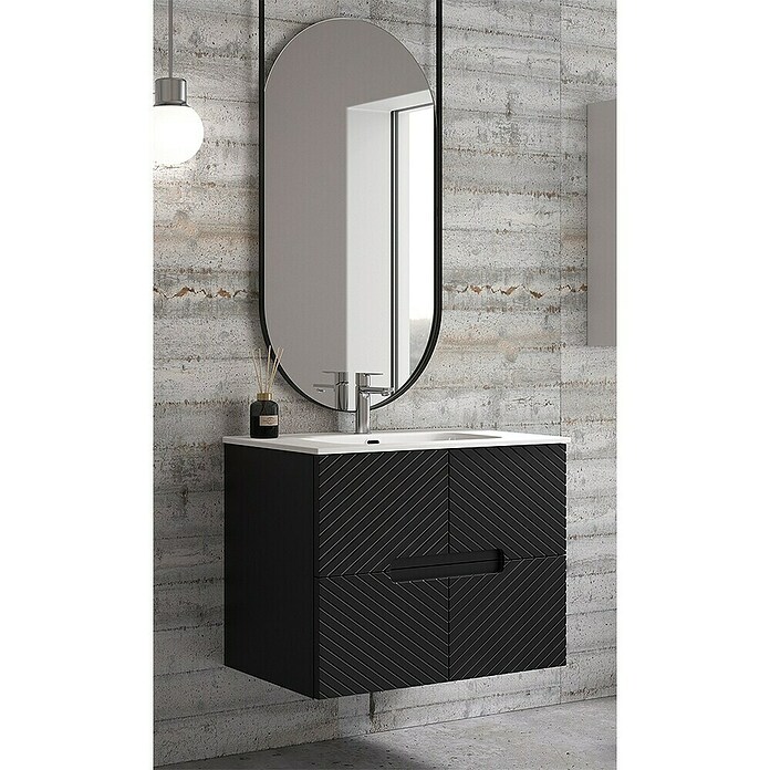 Duplach Mueble de lavabo Kamet (L x An x Al: 45 x 60 x 60 cm, Negro, Melamina) | BAUHAUS