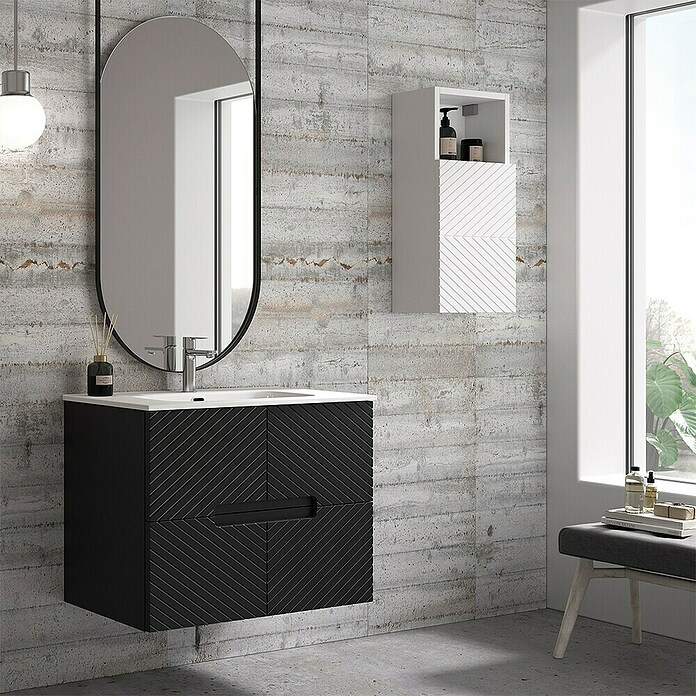Duplach Mueble de lavabo Kamet (L x An x Al: 45 x 60 x 60 cm, Negro, Melamina) | BAUHAUS