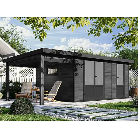 Fjordholz  Gartenhaus Style DeLuxe 2-Raum mit Seitendach