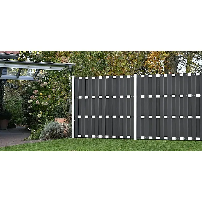 GartenLand Sichtschutzelement WPC Zaun Relax Ohne Pfosten - Verbundwerkstoff, Anthrazit