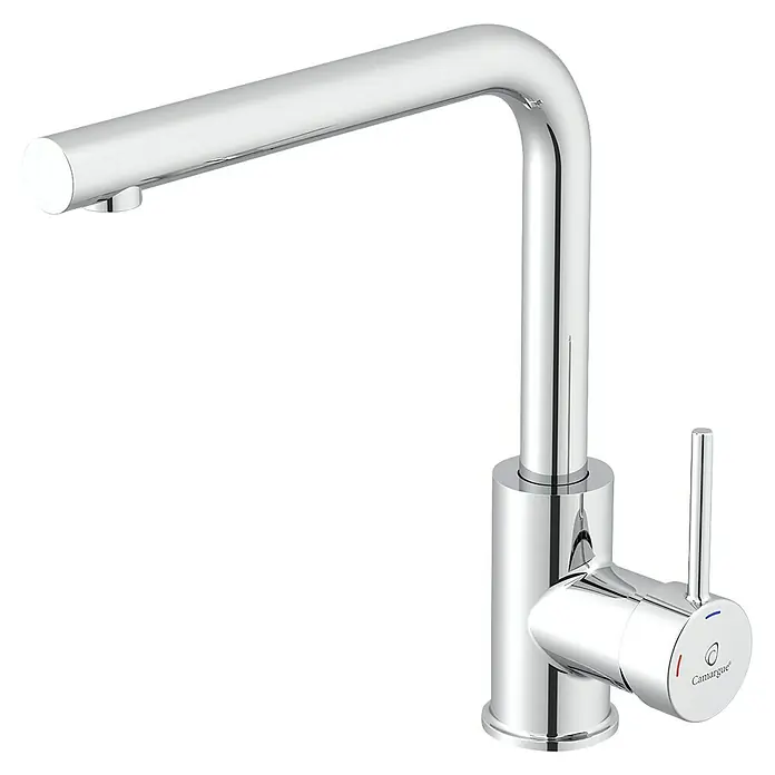 Camargue Spültischarmatur Ontario - Höhe: 276 mm, Chrom, Messing - Elegante Chrom-Küchenarmatur von Camargue mit minimalistischem Design. Ideal für moderne Küchen mit präziser Wassersteuerung durch den seitlichen Hebel.