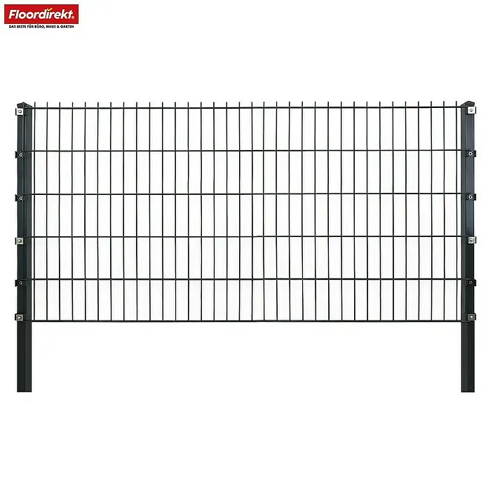 Floordirekt Mattenzaun Doppelstabmattenzaun Limes 0,8 x 26 m - 13 x Zaunmatte 14 x Zaunpfosten - 2.600 x 80 cm, Anthrazit