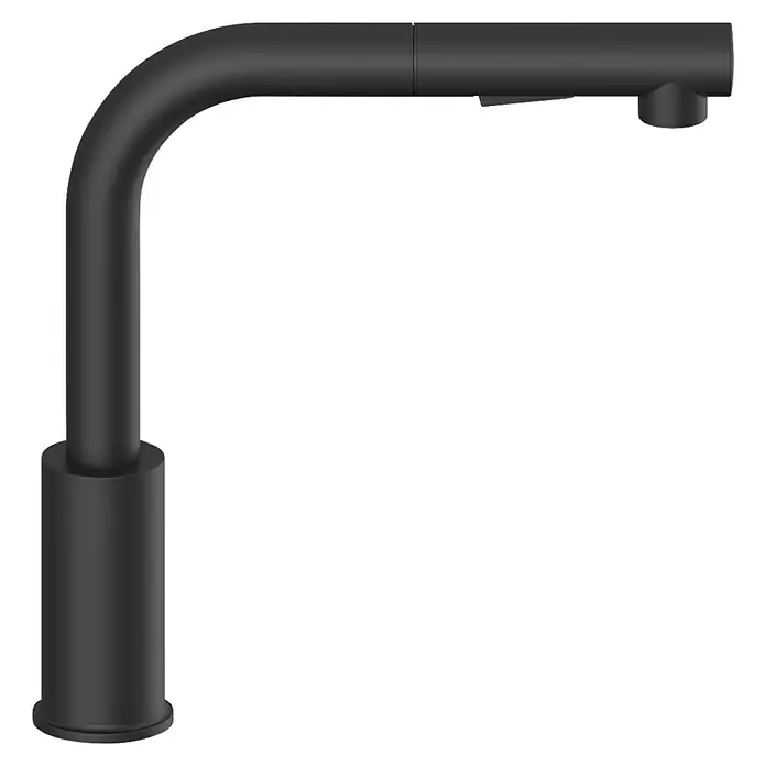 Camargue Spültischarmatur Montreal - Höhe: 277 mm, Schwarz, Matt - Schwarzer Wasserhahn mit schlichtem Design und gebogener Form, ideal für moderne Badezimmer oder Küchen. Minimalistisch und funktional.